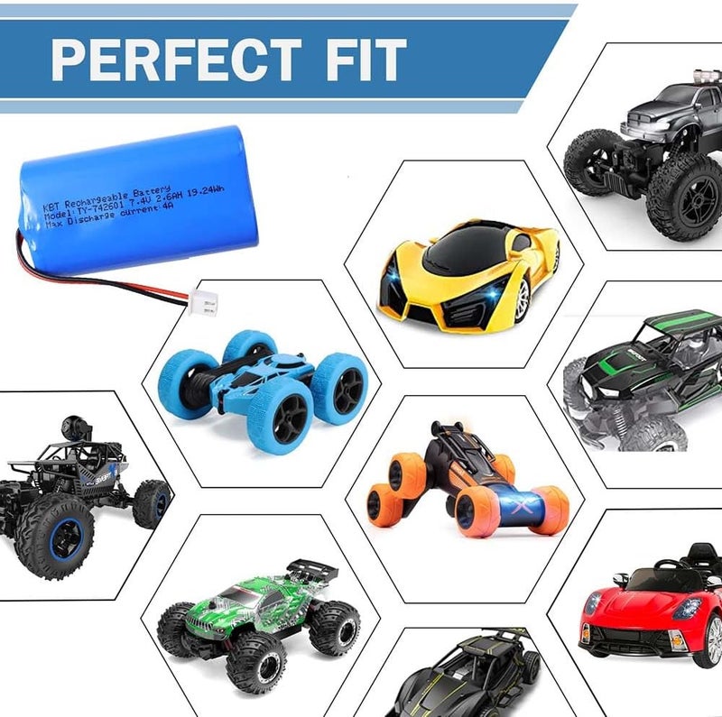KBT KEEP BETTER TECH KBT 7.4V 2600mAh Li-ion Rechargeable Battery Pack, JST-XH2.54/2P Plug Lithium-ion Batteries for Electronics Products, Toys, Lighting, Bluetooth Equipment Fit for RC Helicopter Car Truck & RC Boats - Image 5